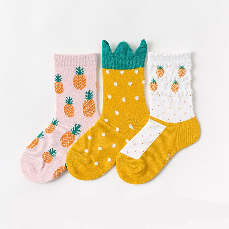 3 pares/lote Meias Bebê 1-3 Anos de Qualidade Meias de Algodão Do Bebê Da Menina Bonito Dos Desenhos Animados Crianças Das Meninas do Menino Outono Inverno meias Sokken: style 3