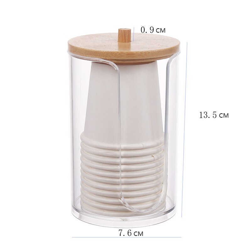 Badkamer Organizer Cosmetische Opbergdoos Katoenen Bal Qtip Beugel Acryl Opslag Jar Pen Houder Met Bamboe Cover Stofdicht: A-5