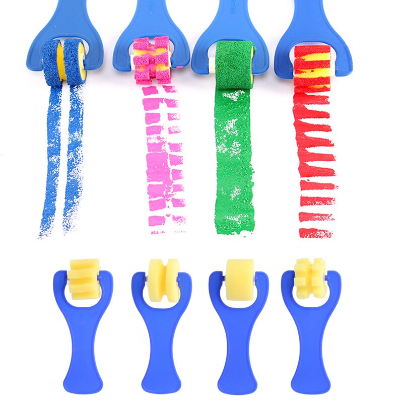 Mini rouleau de peinture en éponge pour enfants, 4 pièces, bricolage, outil de peinture artistique, jouet préscolaire