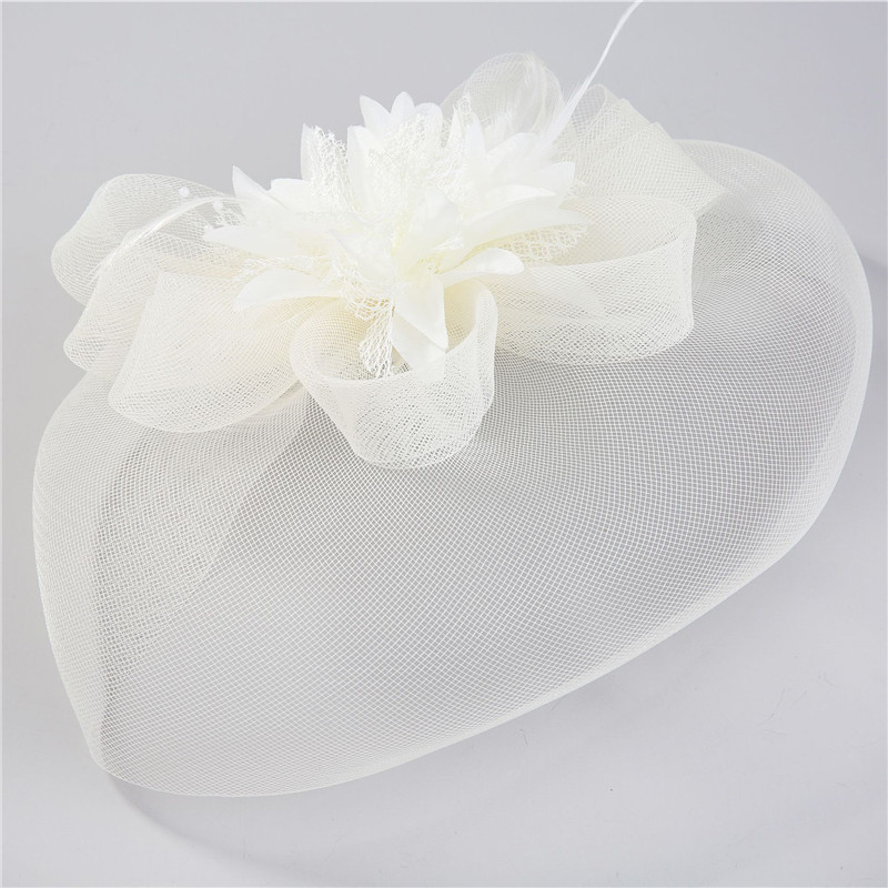 Cappello da sposa con clip Fascinator tornante per le donne festa di nozze filato a rete accessori per capelli fiore