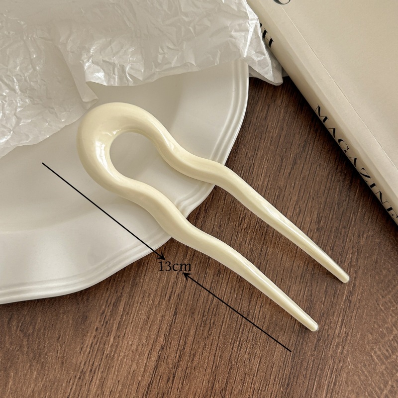 Nueva horquilla para el cabello en forma de U para mujer, horquilla de acetato de concha de tortuga a la , tocados de geométrico, palillos para el cabello, accesorios para el cabello para niña: Negro