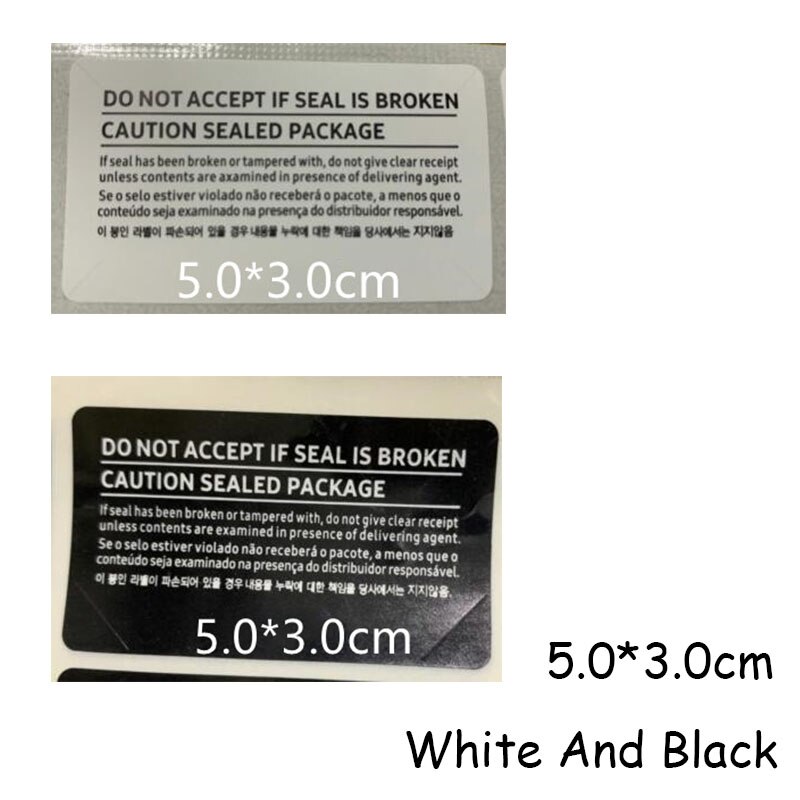 100 pçs/lote 5.2X3.0 3.5X4.7 CM Etiqueta Selo Adesivo Para Sam LG Telefone S20 S21 S22 Nota 20 tira da selagem da caixa do Pacote Navio Livre