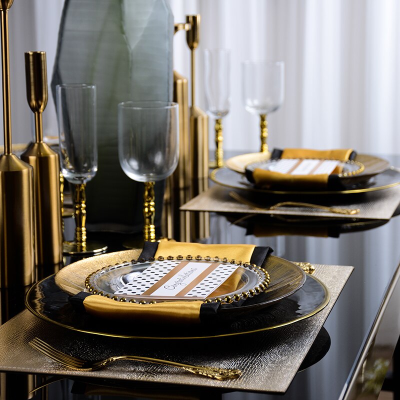 runden Schwarz Glas Platte Abendessen Platten Gold Glas Geschirr Restaurant Salat Schüssel transparent Platte Glas Schüssel und Gericht einstellen