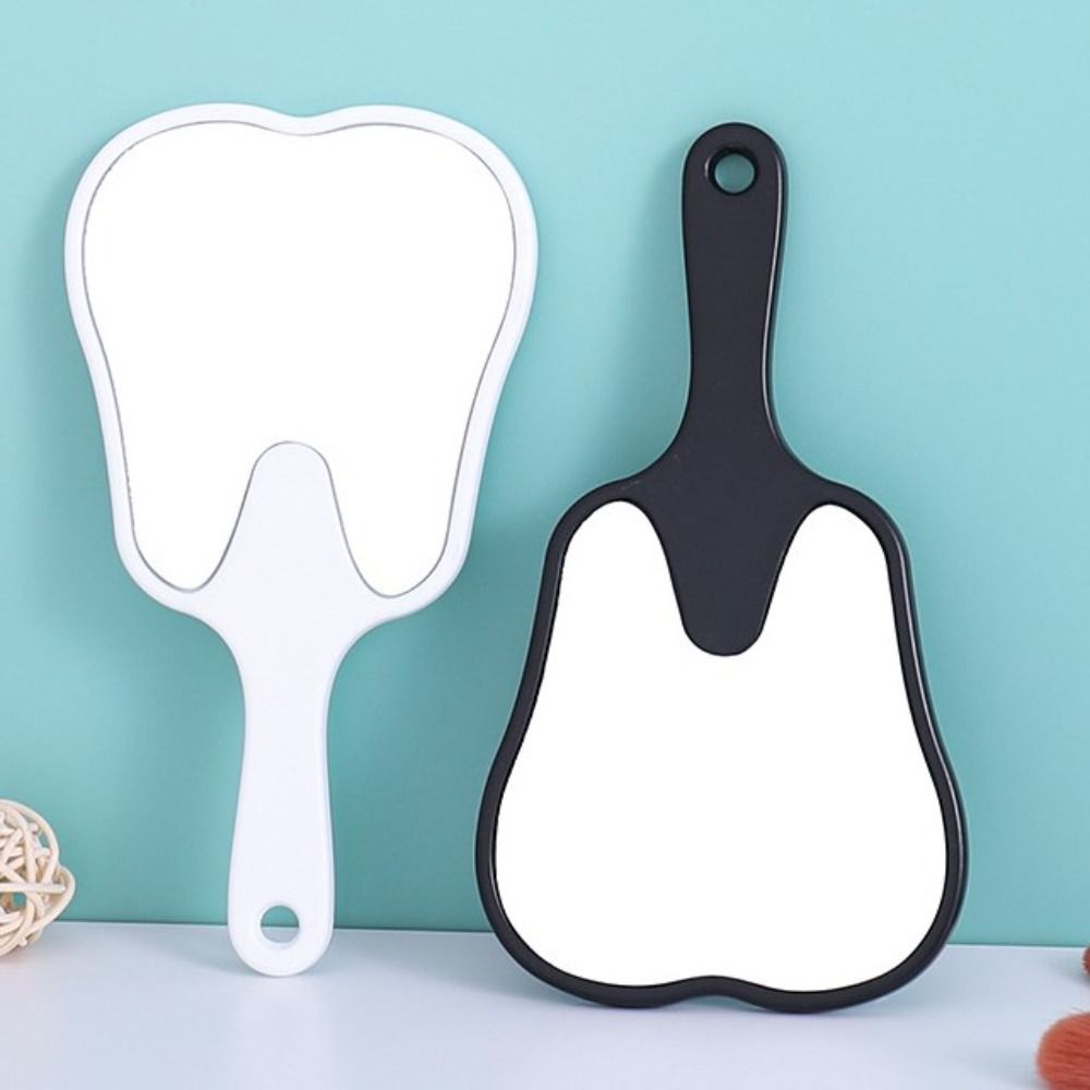 Espelho portátil em forma de dente de plástico para mulheres, durável e leve, de alta definição, espelho de maquiagem portátil mini espelho setorial portátil