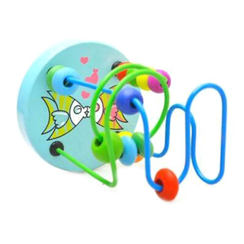 1Pc Baby Peuters Houten Kralen Doolhof Spel Roller Coaster Rond Circle Bead Interactieve Vroege Educatief Speelgoed Rond Kralen Speelgoed