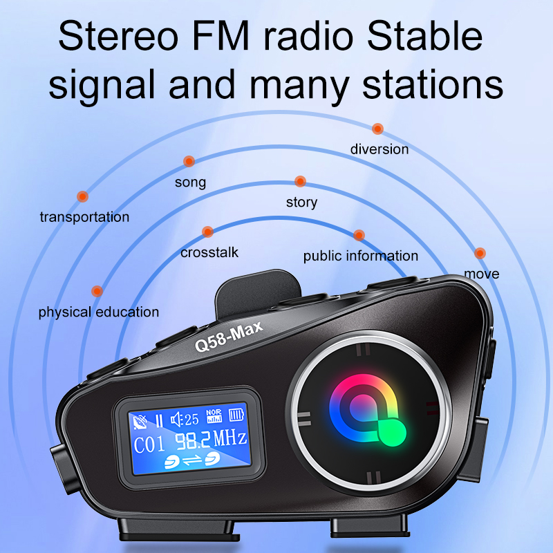 Q58 Max Motorhelm Bluetooth Intercom IP65 Waterdichte Intercom Afstand 500 Meter Multi-Scène Gemengde Muziek delen