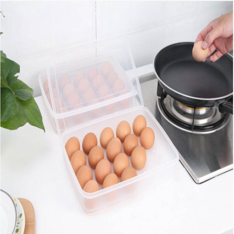 Kjøkken egg oppbevaringsboks stort plaststativ for 20 enkle egg organiser beholder brett for kjøleskap