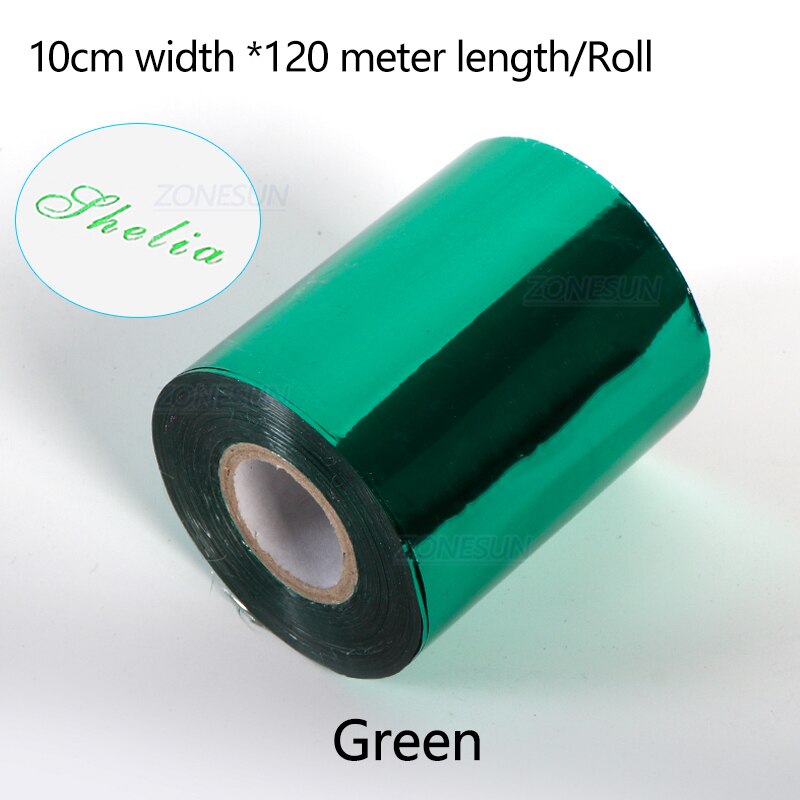 ZONESUN 10cm Rollen Heißer Folie Stanzen Papier Wärme Transfer Eloxiert vergoldet Papier für Leder PU Brieftasche Heißer folie stanzen handwerk: Grün