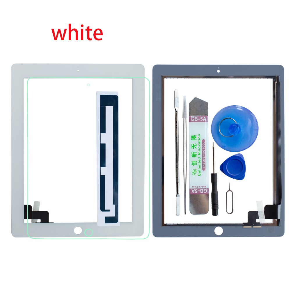 Voor iPad 2 Touch Screen Digitizer Glas Met Lijm + Volledige Gereedschap + Gehard Glas A1395 A1396 A1397