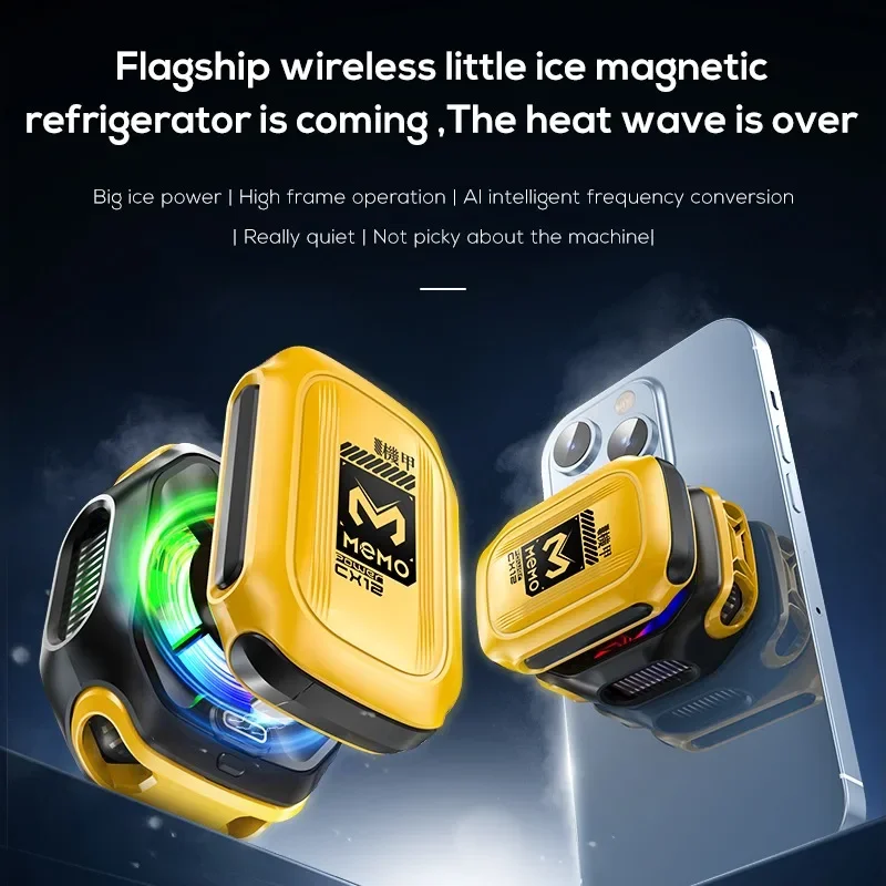 MEMO CX12, Mobile Phone Cooler with External Battery, Magnetic Semiconductor Ice Cooling Fan Radiator with AI