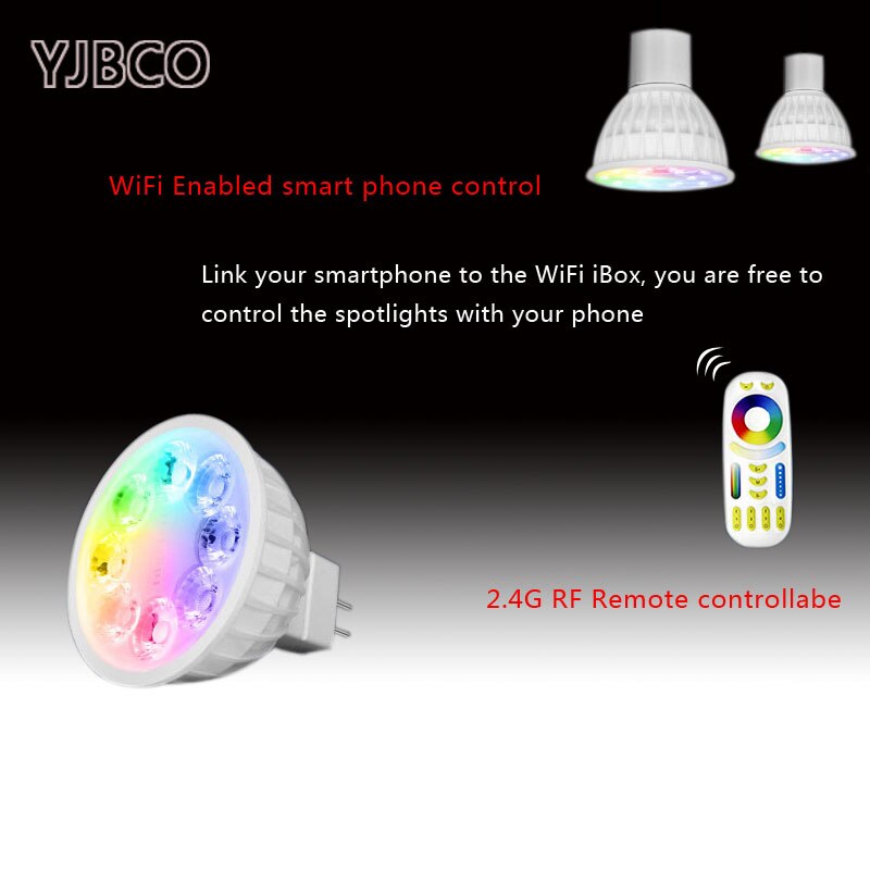Miboxer AC/DC12V LED Bulb MR16 4W Lamp Light Dimmable RGB + Warm White + White (RGB+CCT) Spotlight Indoor Decoration