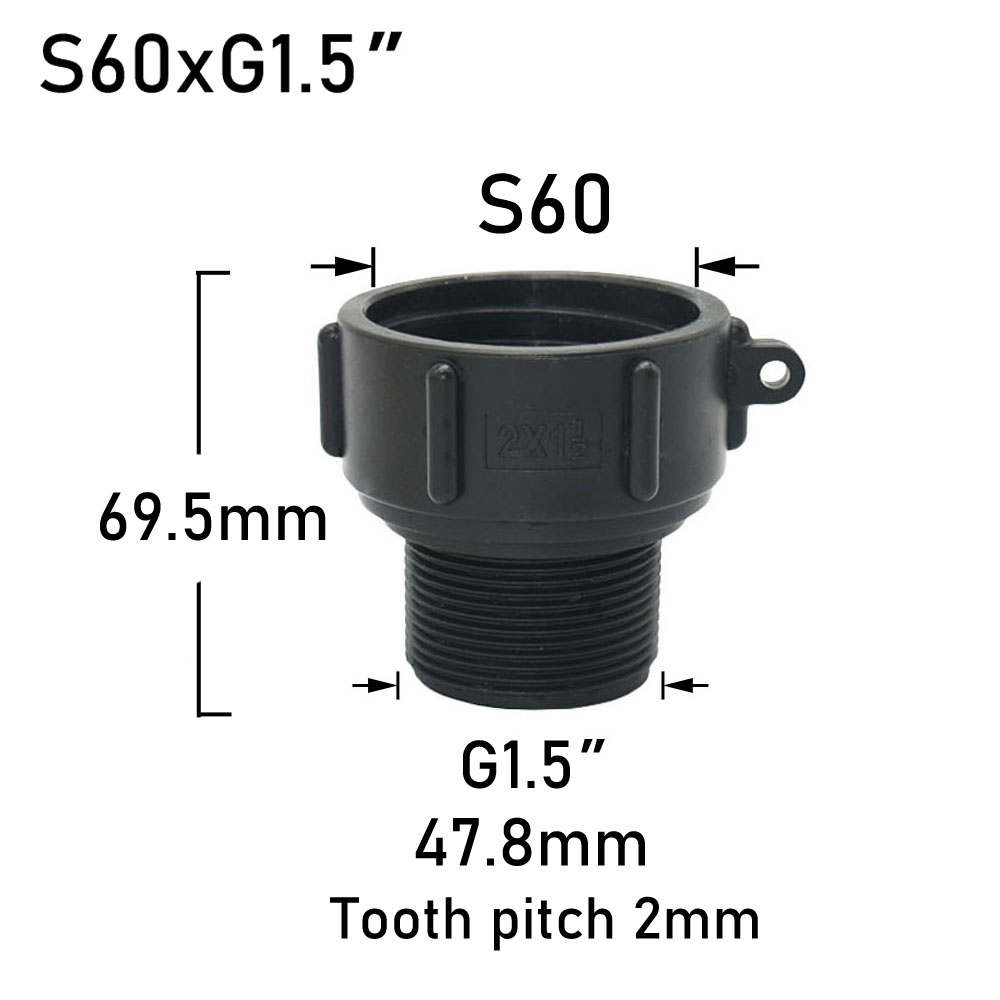 IBC Tank Adapter S60 To 1.5 2" 63/75/80/100mm Thread Connector Garden Ton Barrel Connect Faucet 1000 Liter IBC Tank Fitting: WHITE