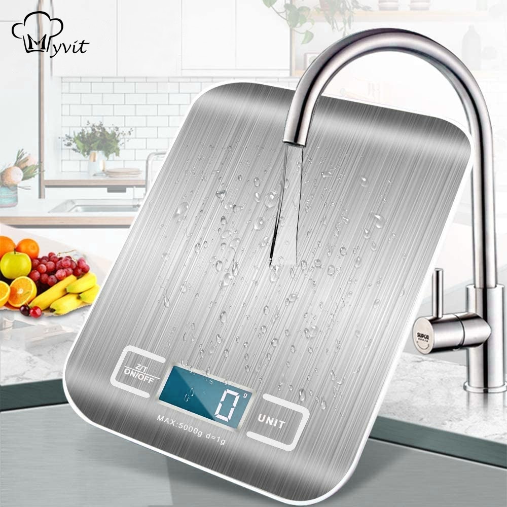 Kitchen Scale Digital Multi-function Stainless Steel Weighing Scale with LCD Display 5KG Electronic Scales Measuring
