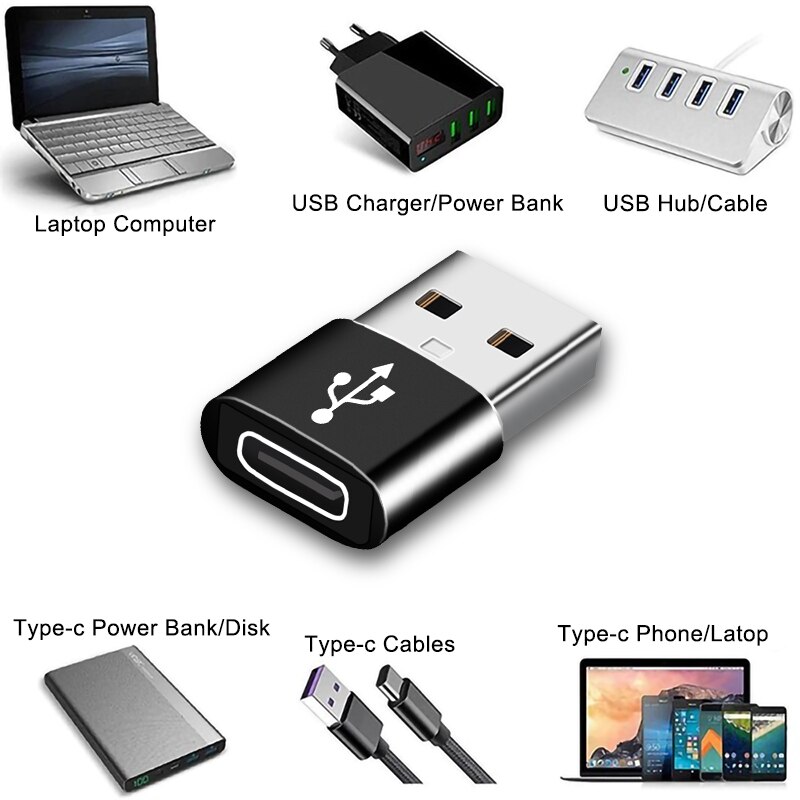 Adattatore da USB a tipo C Convertitore connettore femmina USB 3.1 tipo C Trasferimento dati di ricarica standard per iPhone MacBook