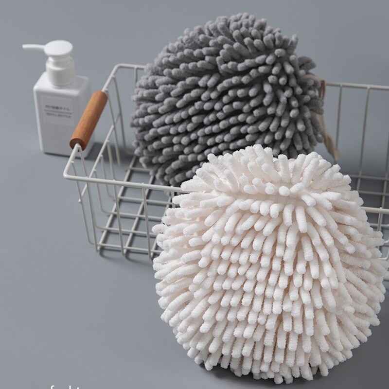 Chenille Hand Towels Kitchen Bathroom Hand Towel Ball with Hanging Loops Quick Dry Soft Absorbent Microfiber Towels
