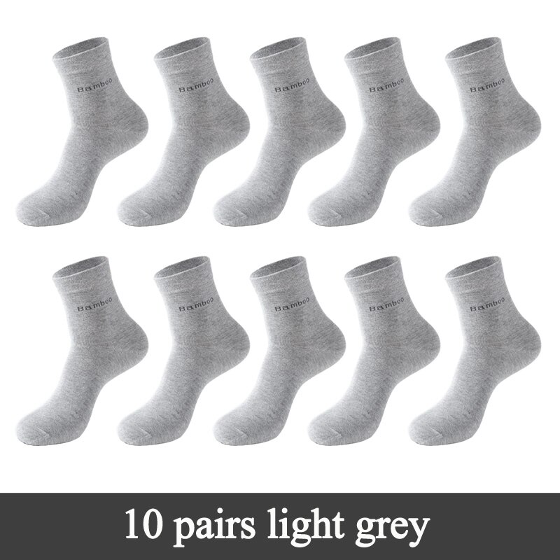 Chaussettes en bambou à bout sans couture pour hommes, décontractées, souples, pour le travail, l'athlétisme et la randonnée: 10 pairs light grey