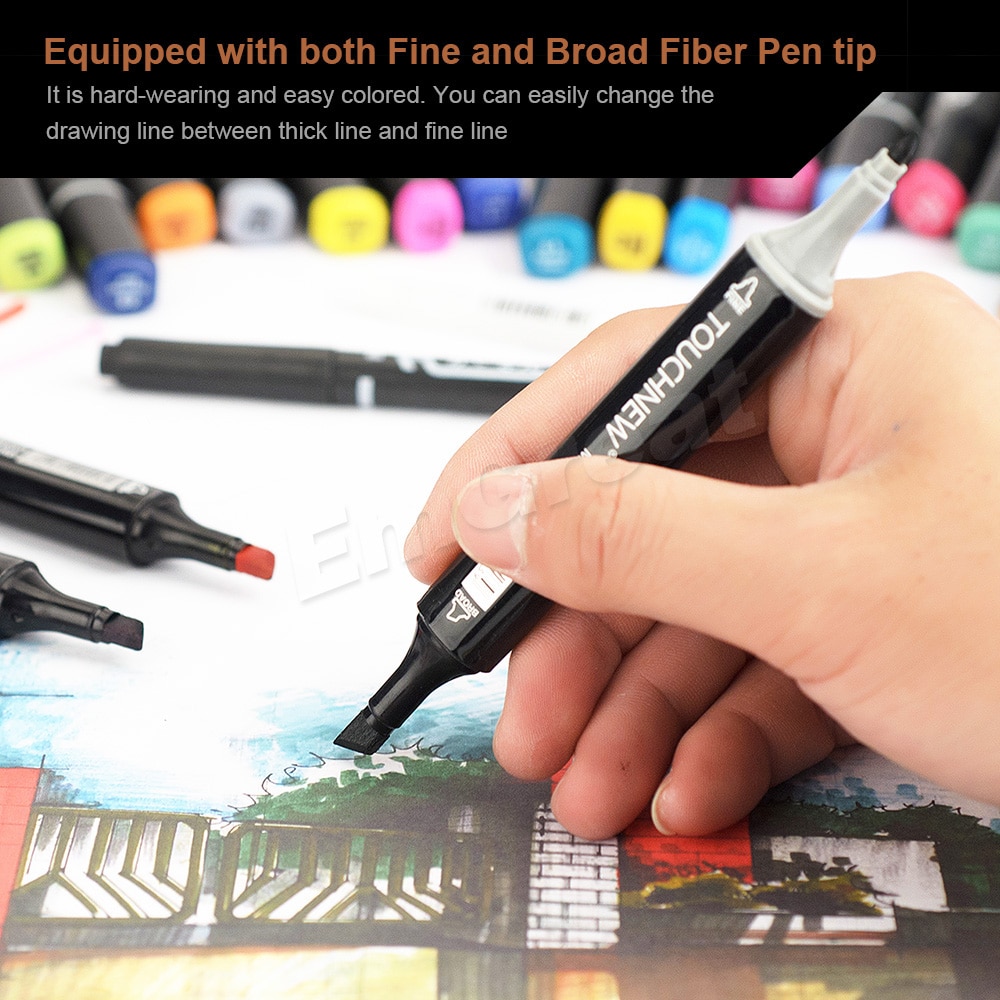 Touchnew 30 Kleuren Marker Pen Dual Tip Alcohol Gebaseerde Markers Set
