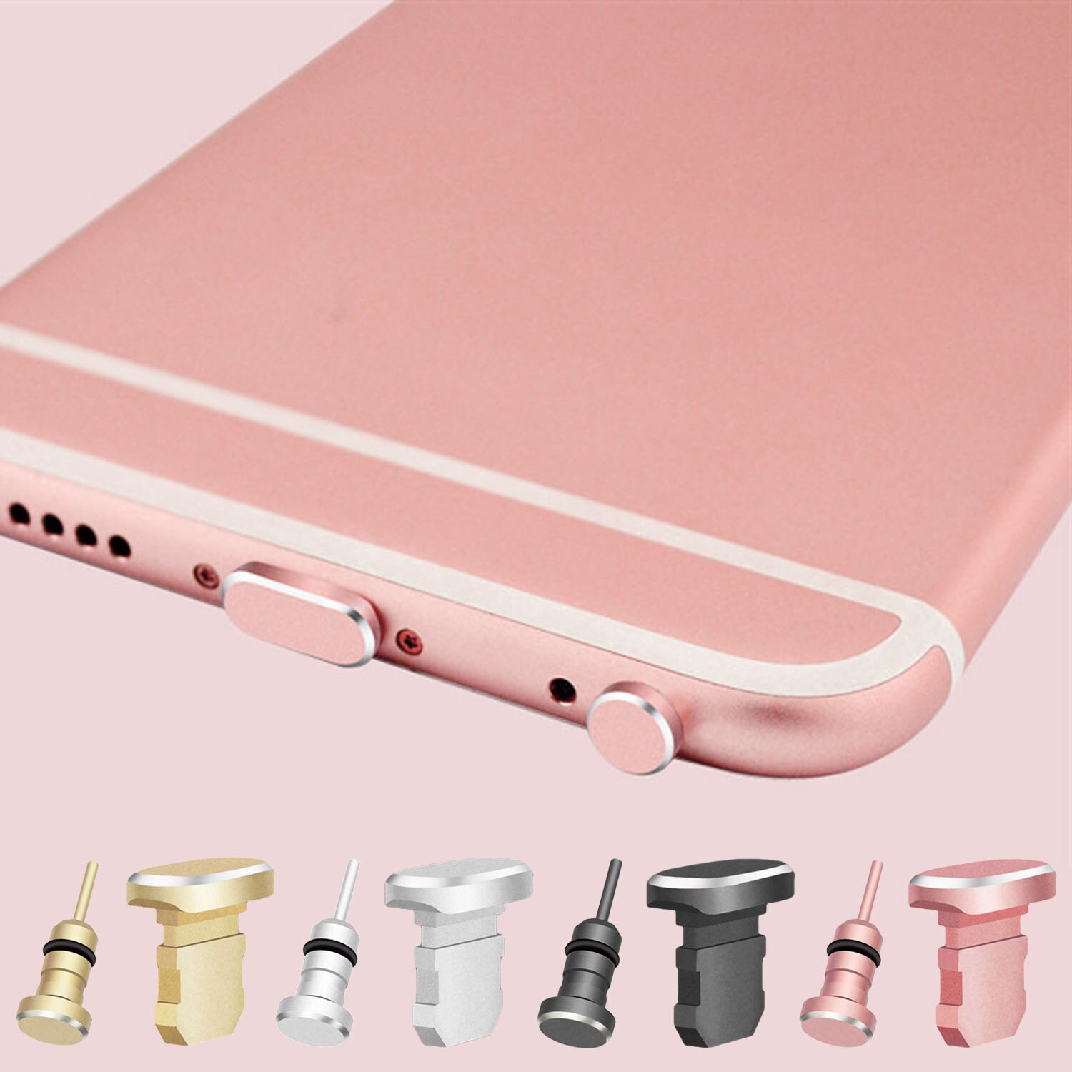 Besegad metal 3.5mm gniazdo słuchawkowe wtyczka pyłu ochrona przed kurzem zaczep na ucho Port ładowania DustPlug zestaw dla iPhone 8X6 6s plus 5S iPad mini