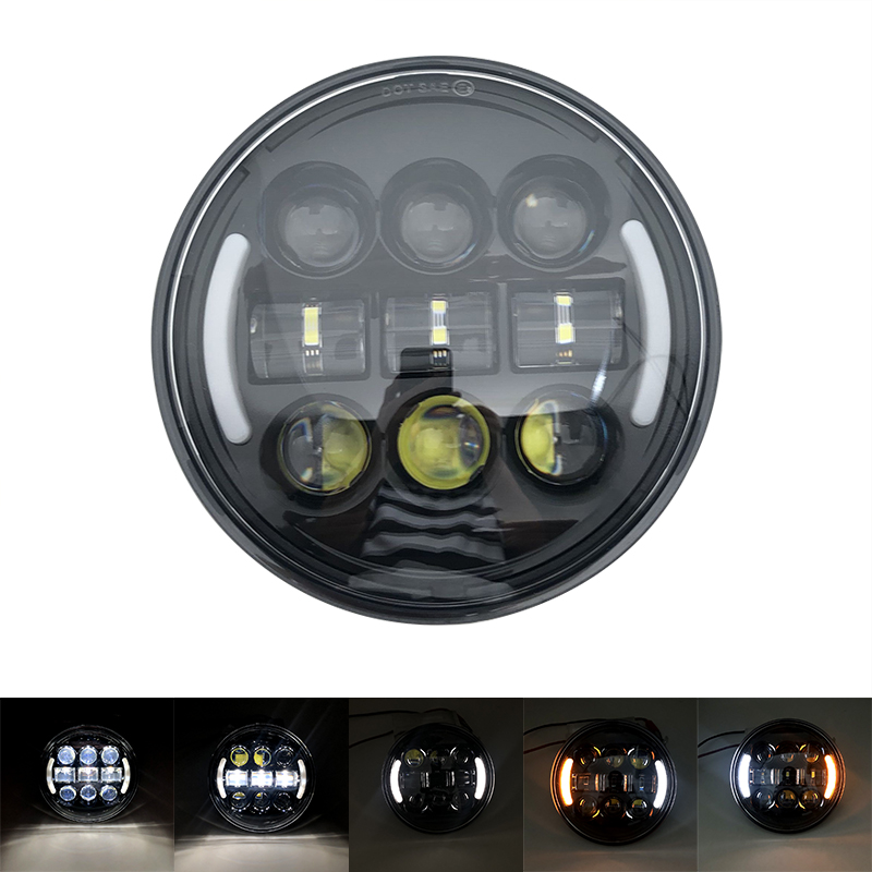 5.75&quot; inch LED Projector Headlight with Halo Angel Eyes White DRL Lights for Honda Shadow Aero Phantom VLX 600 750 VT 1100: B Black