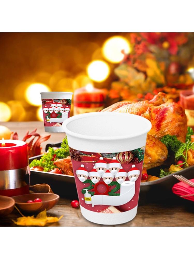 Gobelets en papier de noël, vaisselle jetable de noël, fête d'anniversaire, pique-nique, fournitures de cuisine, vaisselle, décoration