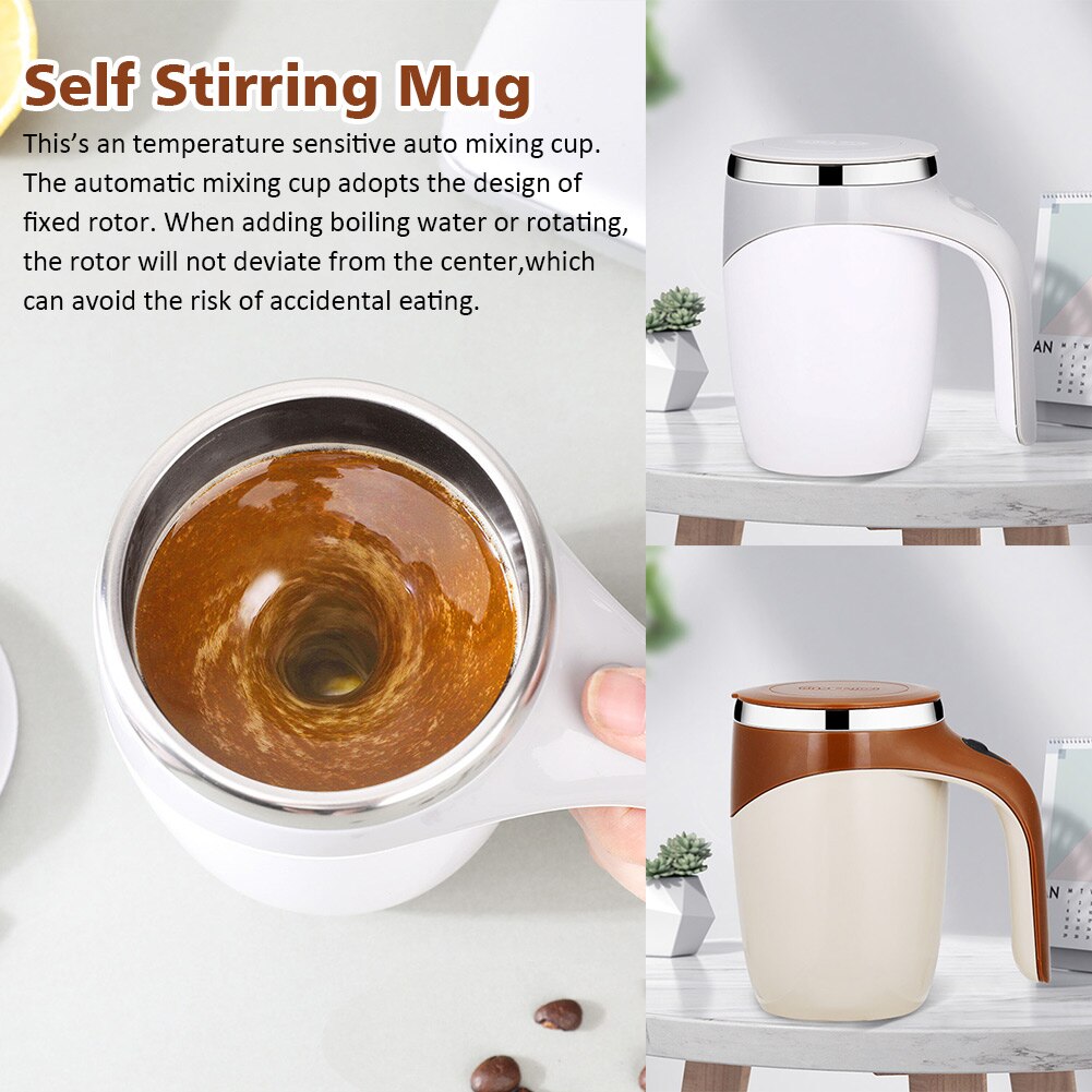Self Stirring Mug Office Magnetic Battery Operated Smart Stainless Steel Insulated Cocoa Mocha Drink Mixer Coffee Cup