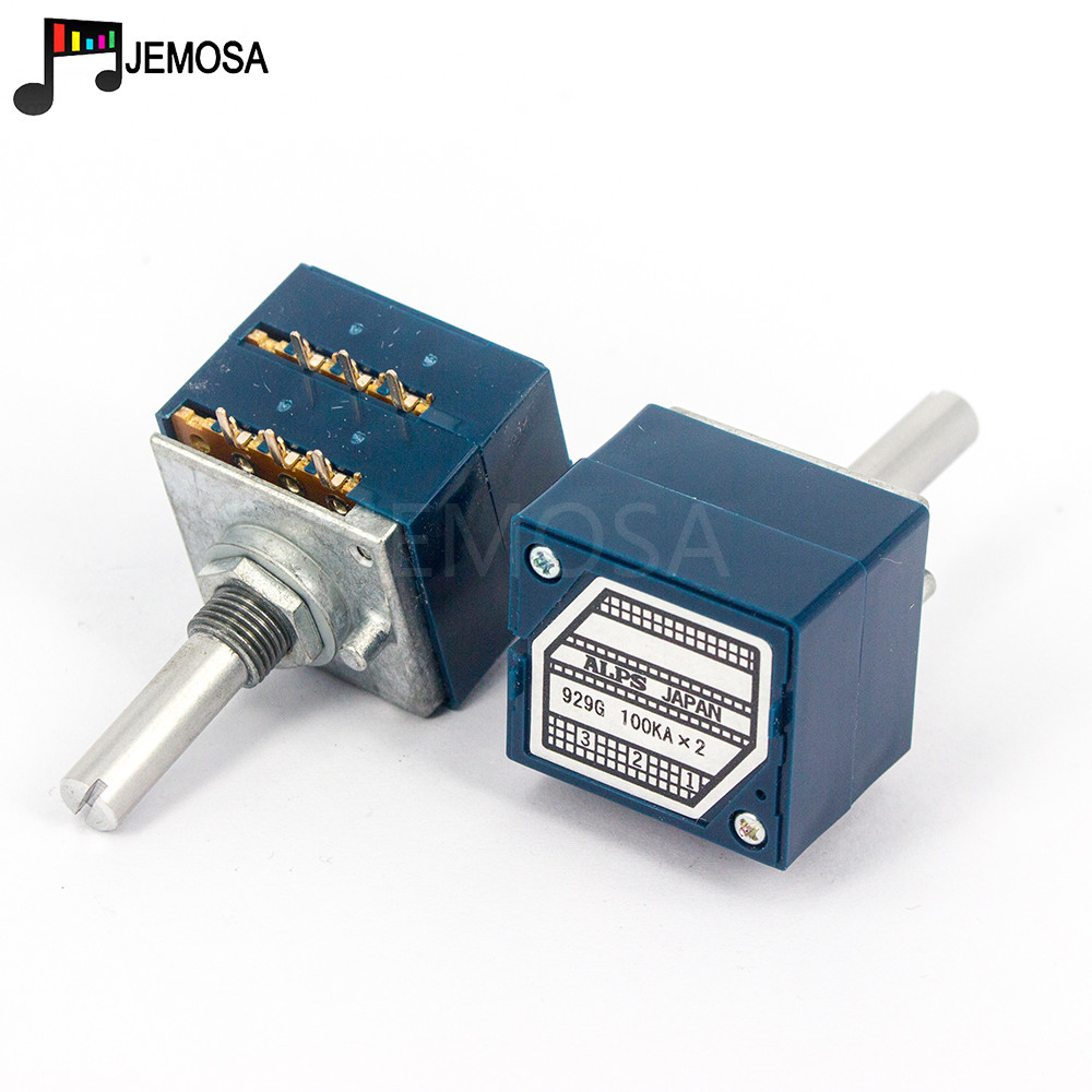 1PC Japan ALPS RK27 Volume LOG Stereo Potentiometer 2-gang Dual 10K/20K/50K/100K/250K Potentiometer Round handle + PCB