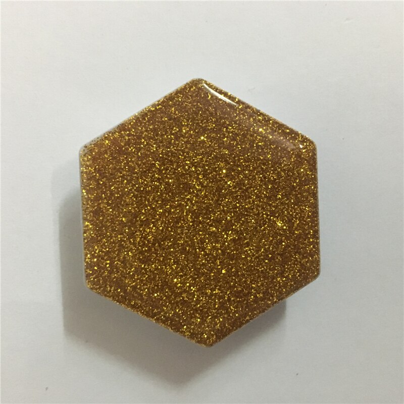 1piece Hexagon Glitter epoxy glue material mobile phone folding stretch air bag bracket finger ring Phone Holder Balloon support: Gold