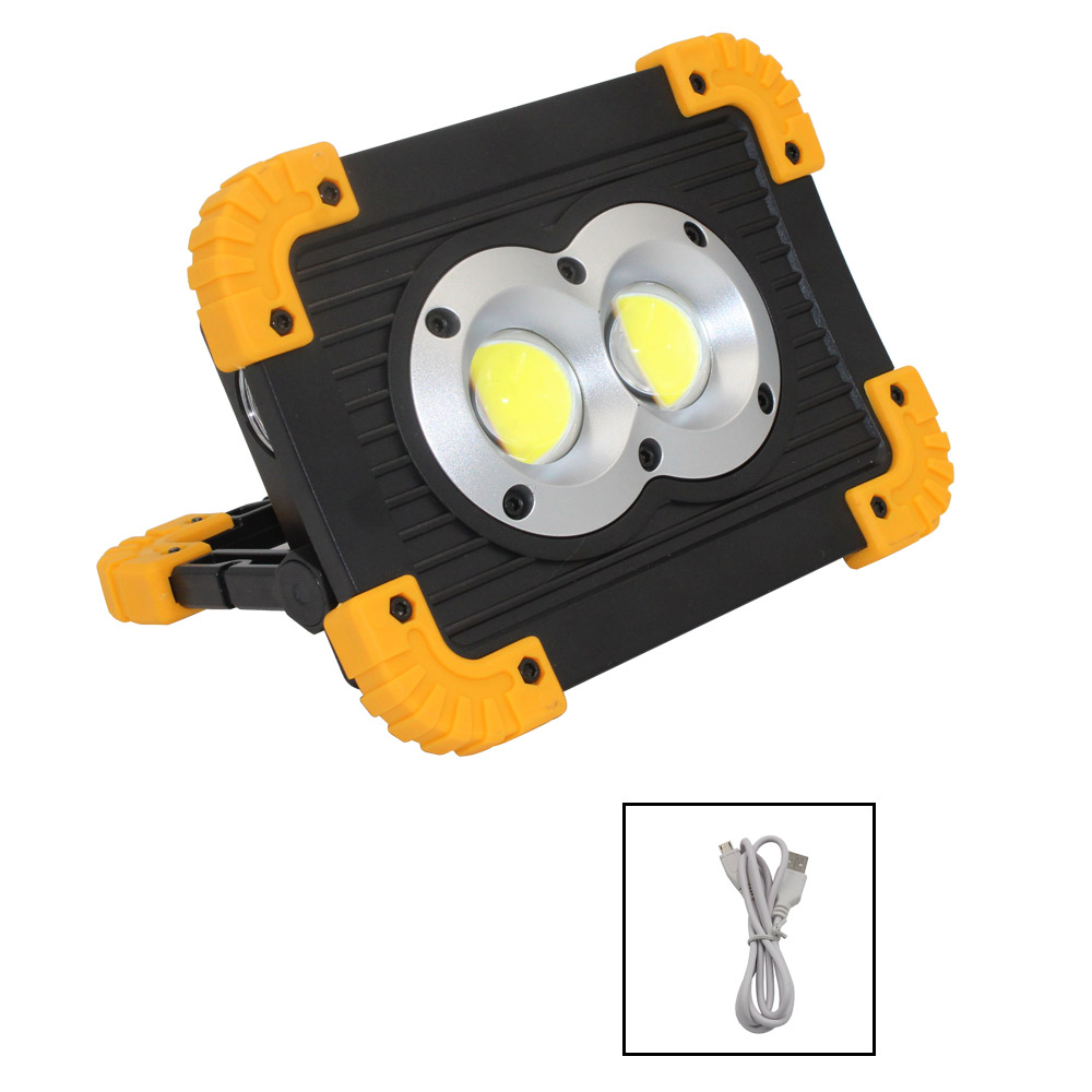 Lanterna led cob recarregável, lanterna de trabalho de acampamento 18650 w holofote grande de alto brilho, lâmpada de luz externa usb: 20W No battery