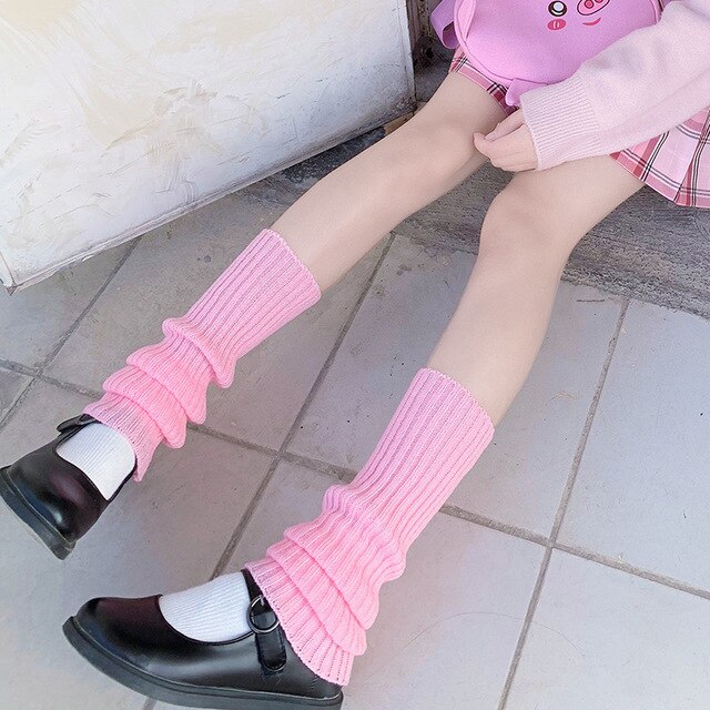 Winter Women Leg Warmers Loose Socks Wool Ball Knitted Foot Cover Warmers Korean Style Sweet Girl Lolita Cosplay Knee High Socks: 6