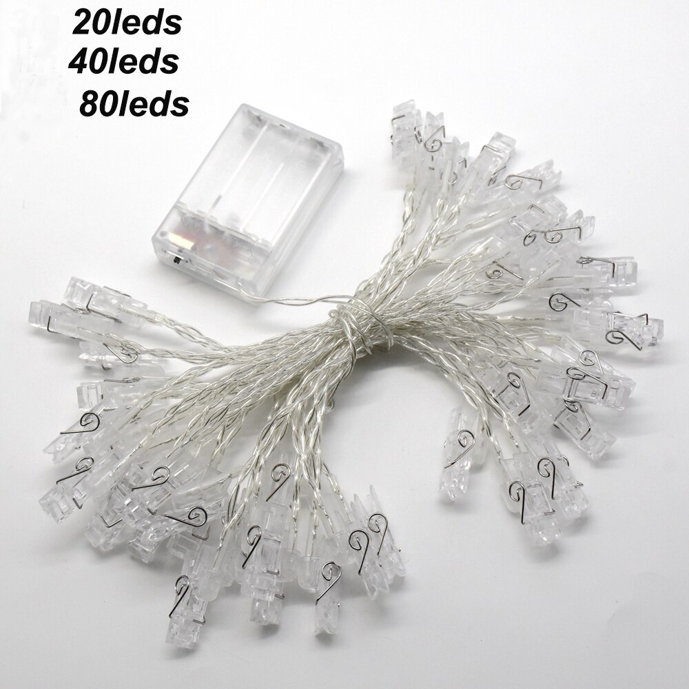 1.5m 3m 6m ledet lysstrenger kort fotoklips holder kranslampe til jul bryllupsfest dekorasjon batteri fe lys