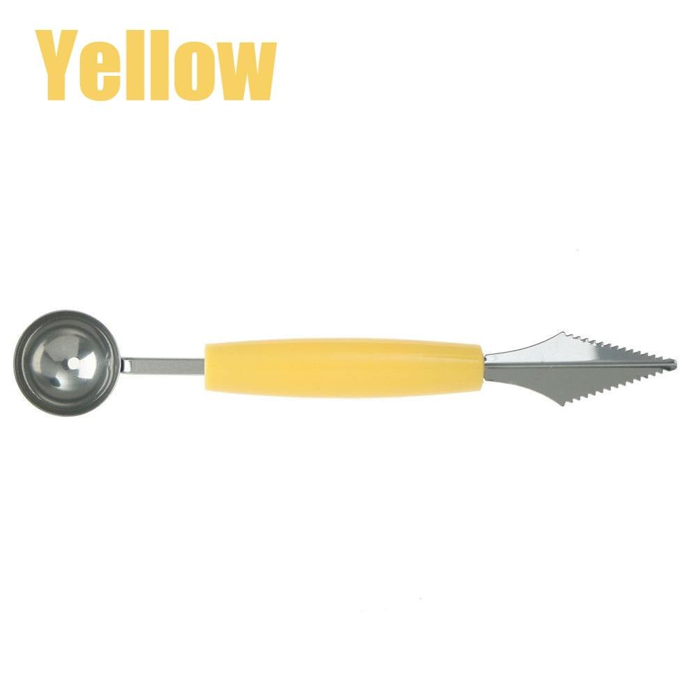 2 In 1 Melon Baller Scoop Fruit Carving Knife Multi-functional Kitchen Peeler Fruits Cutter Shape Carving Tool: Yellow