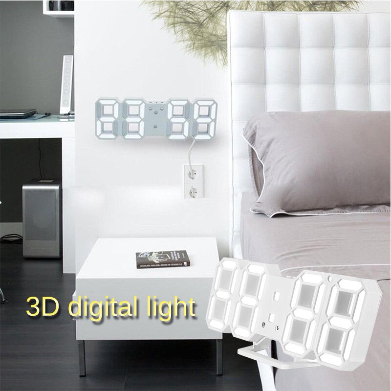Modern Digital 3D LED Wall Clock Alarm Clocks Display Clock mechanism Alarm Snooze Clock with 12/24 Hour Display BDF99