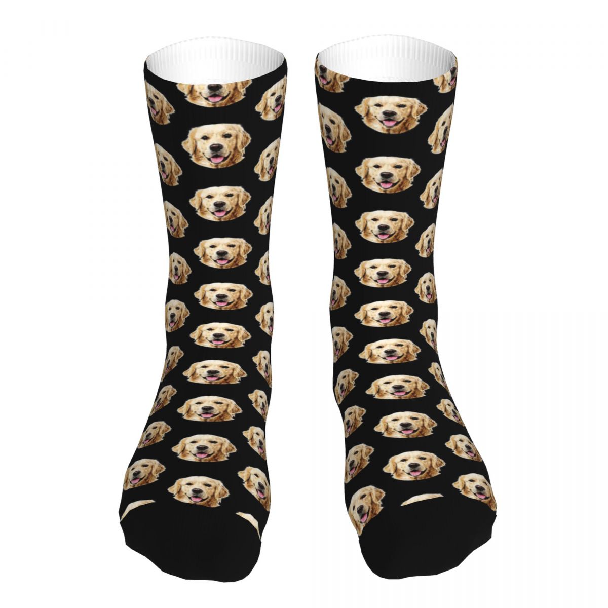 Calcetines divertidos de retrato de cara de Golden Retriever para hombre, ropa de poliéster 90%, calcetines gruesos de tubo medio de perro Humor, otoño: Blue White