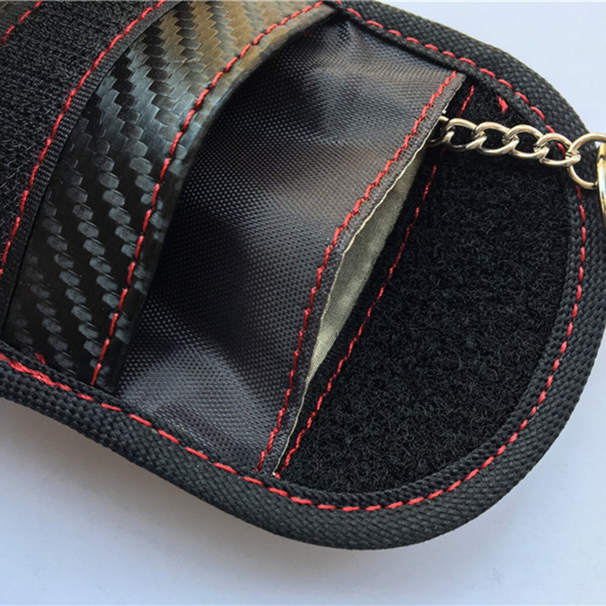 1pc/2pcs Portable Signal Blocker Car Key Case Faraday Cage Keyless Entry Fob Pouch RFID Blocking Bag with Key Chain Ring