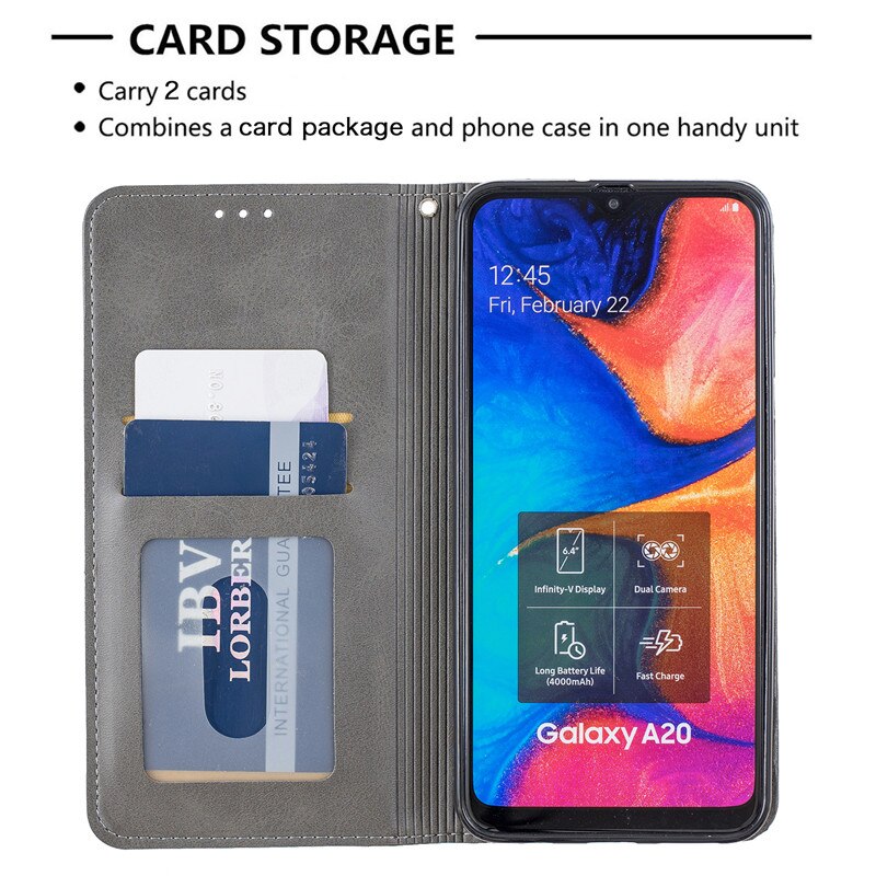 Funda de cuero magnética para Samsung Galaxy A20e, carcasa delgada na para Samsung A20, A205F, A, 20e, A202F S, funda de teléfono de negocios con tapa