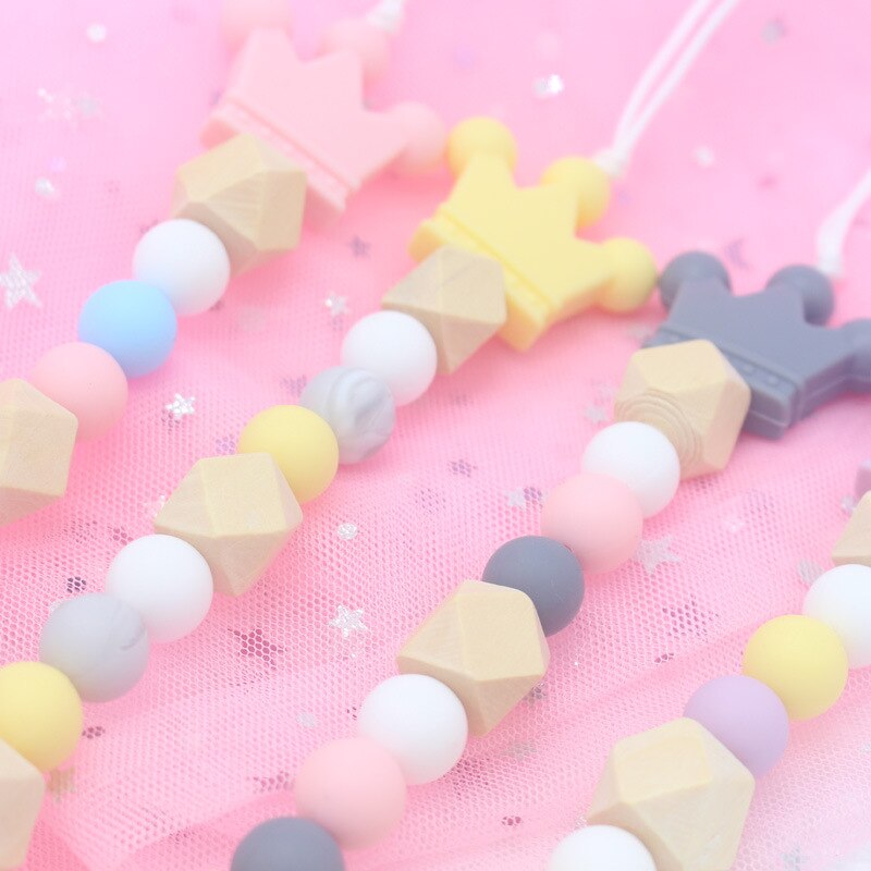 1 Pcs Leuke Pacifer Houder Bloem Patroon Baby Baby Pacifer Clip Keten Cartoon Kinderen Baby Pacifer Kralen Keten Levert