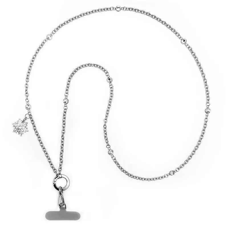 Gouden en zilveren metalen lange ketting, universele telefoonkoord, telefoonhanger.: Beige