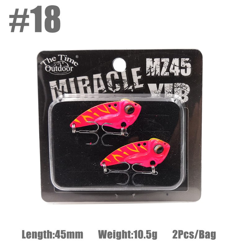 2 pièces/boîte le temps métal Vib MZ45 naufrage Vib lame leurre pêche artificielle Wobbler Vibration appâts pour brochet bar truite poisson: Color 18