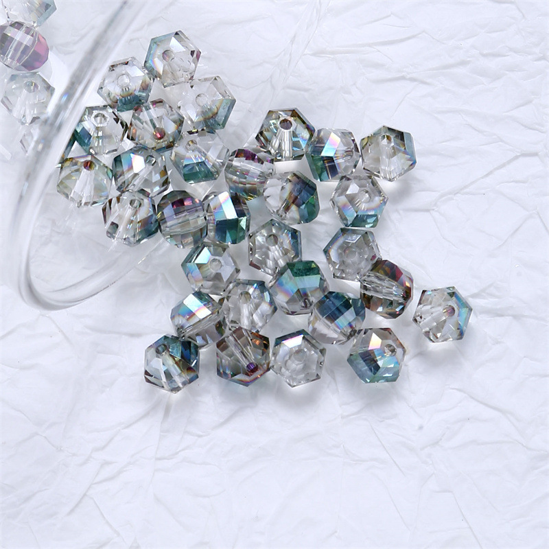 20 piezas cuentas de cristal redondas de Austria de 8mm, cuentas de vidrio facetadas de Color AB, cuentas espaciadoras sueltas para fabricación de joyería, collar de pulsera DIY: Negro