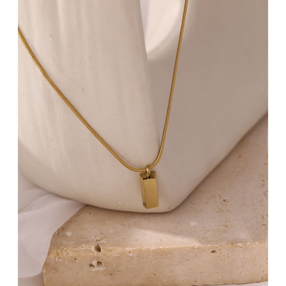 Yhpup Statement Necklace for Women Stainless Steel Jewelry Stylish Golden Metal Geometric Pendant Chain Choker Necklace