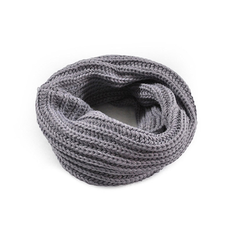 Écharpe tricotée femme col | Écharpe en laine, tricot femme, doux, écharpe Snood, couleur unie, automne hiver: gray