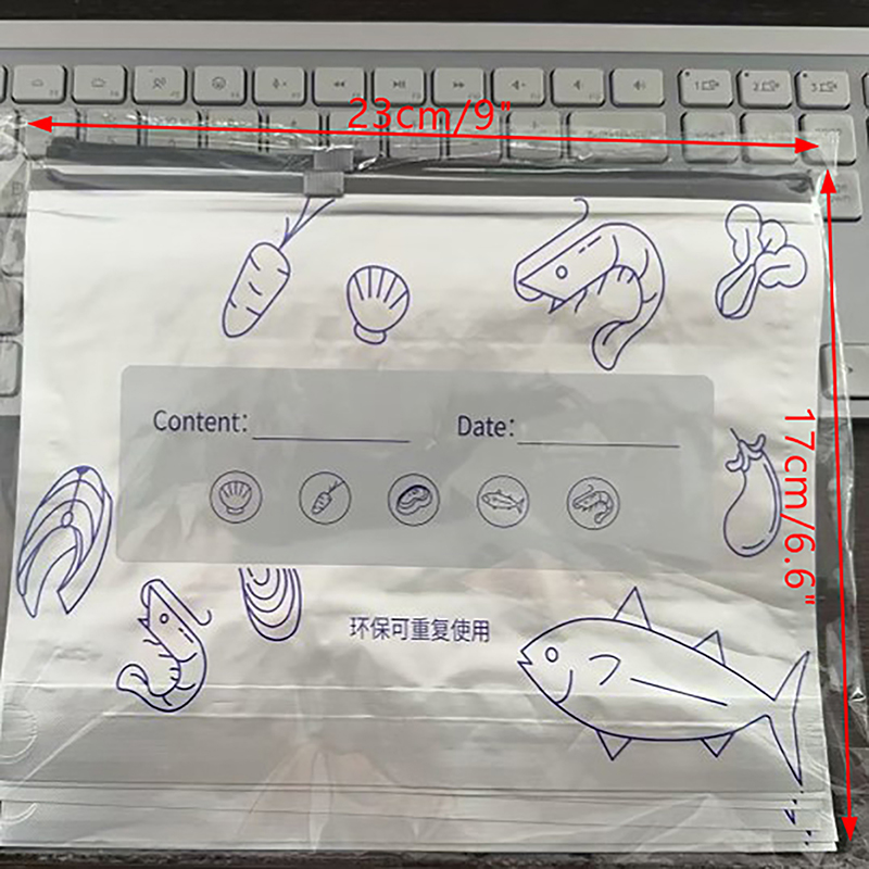 10Pcs/Bag Large Capacity Aluminum Foil Food Bag Leakproof Freezer Sealer Kitchen Fresh Bag Fresh-keeping Reusable Zip Lock Bag: light green