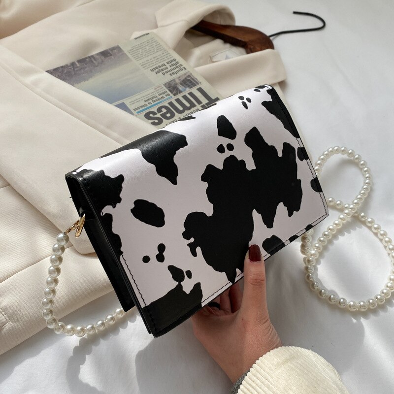 Fashionable Cow Grain Crossbody Bag For Women Solid Color PU Leather Casual Small Woman Top Handle Bags