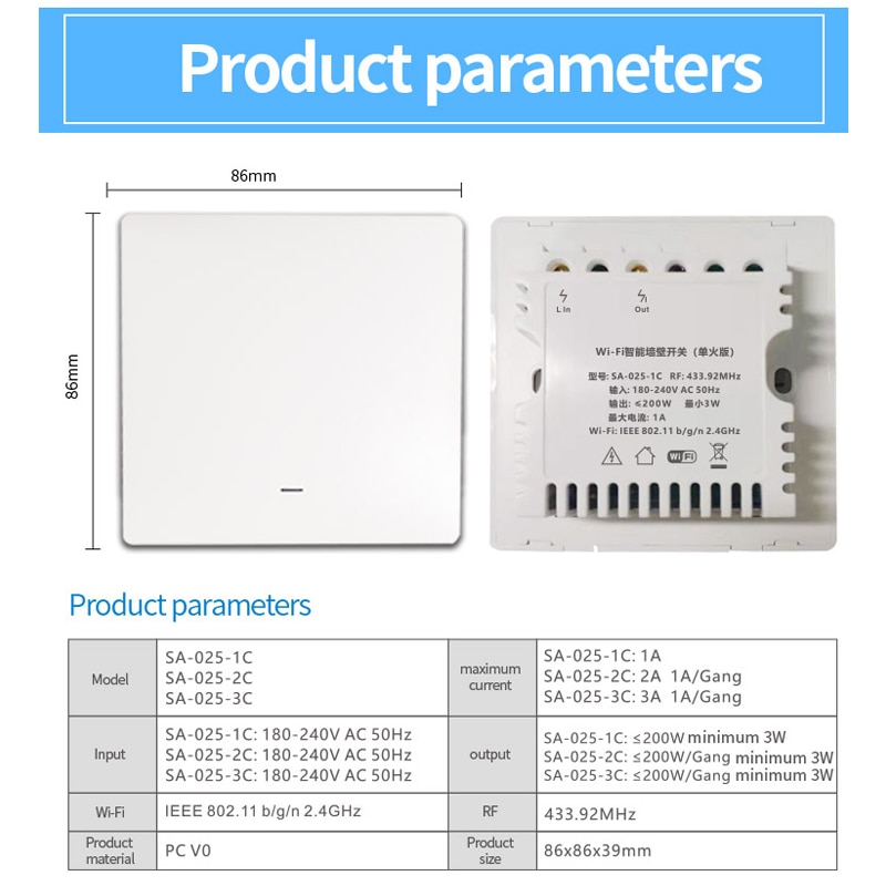 Ewelink Uk 1/2/3 Gang RF433mhz Wifi Smart Single Fire Wire Muur Lichtschakelaar Afstandsbediening Geen neutrale Lijn Schakelaar App Controle