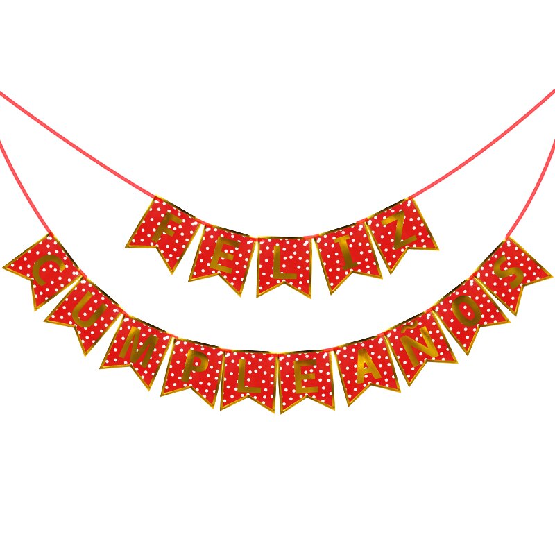 Guirlande de banderoles en papier, banderole espagnole joyeux anniversaire, drapeaux suspendus pour fête d'anniversaire, fournitures de décoration pour fête prénatale, 1 ensemble: DB03