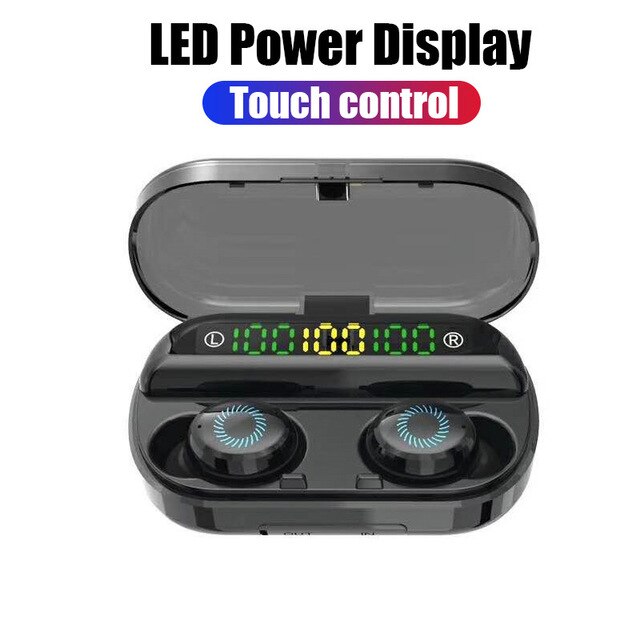 HKFZ Wireless Earphone Bluetooth V5.0 Sports Wireless Headphone LED Display Touch Control Stereo Earbuds with Microphone Headset: style D