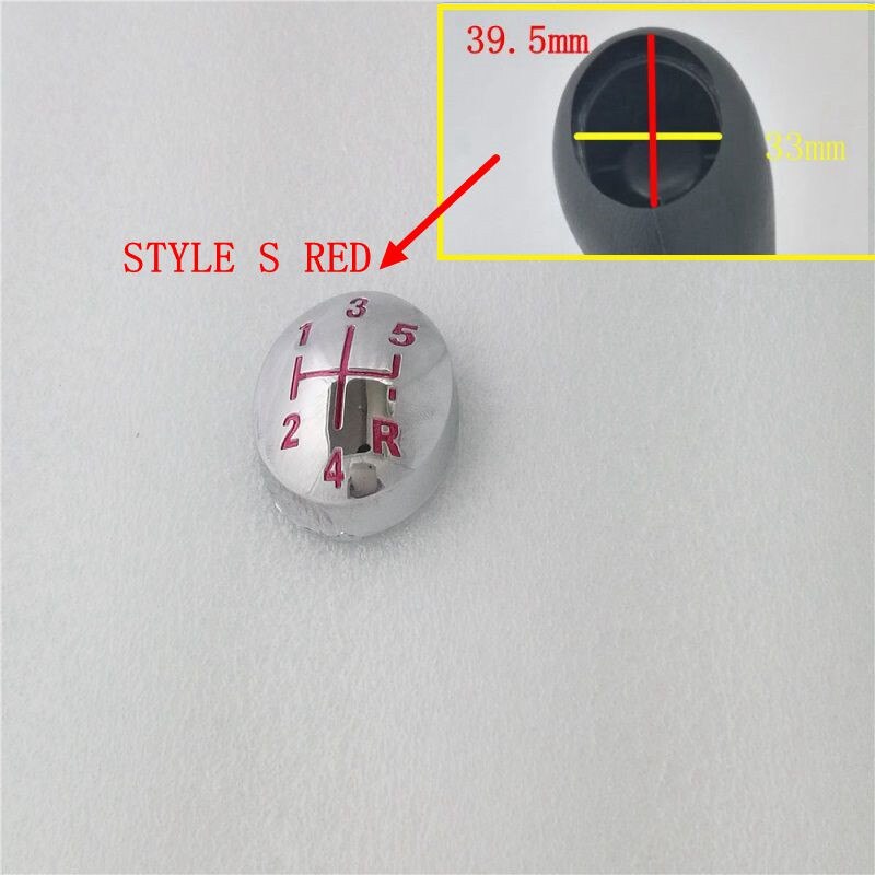 5 perilla de cambio de velocidad para Renault Clio Megane Scenic Twingo, tapa de cabeza de bola de cromo: STYLE S RED