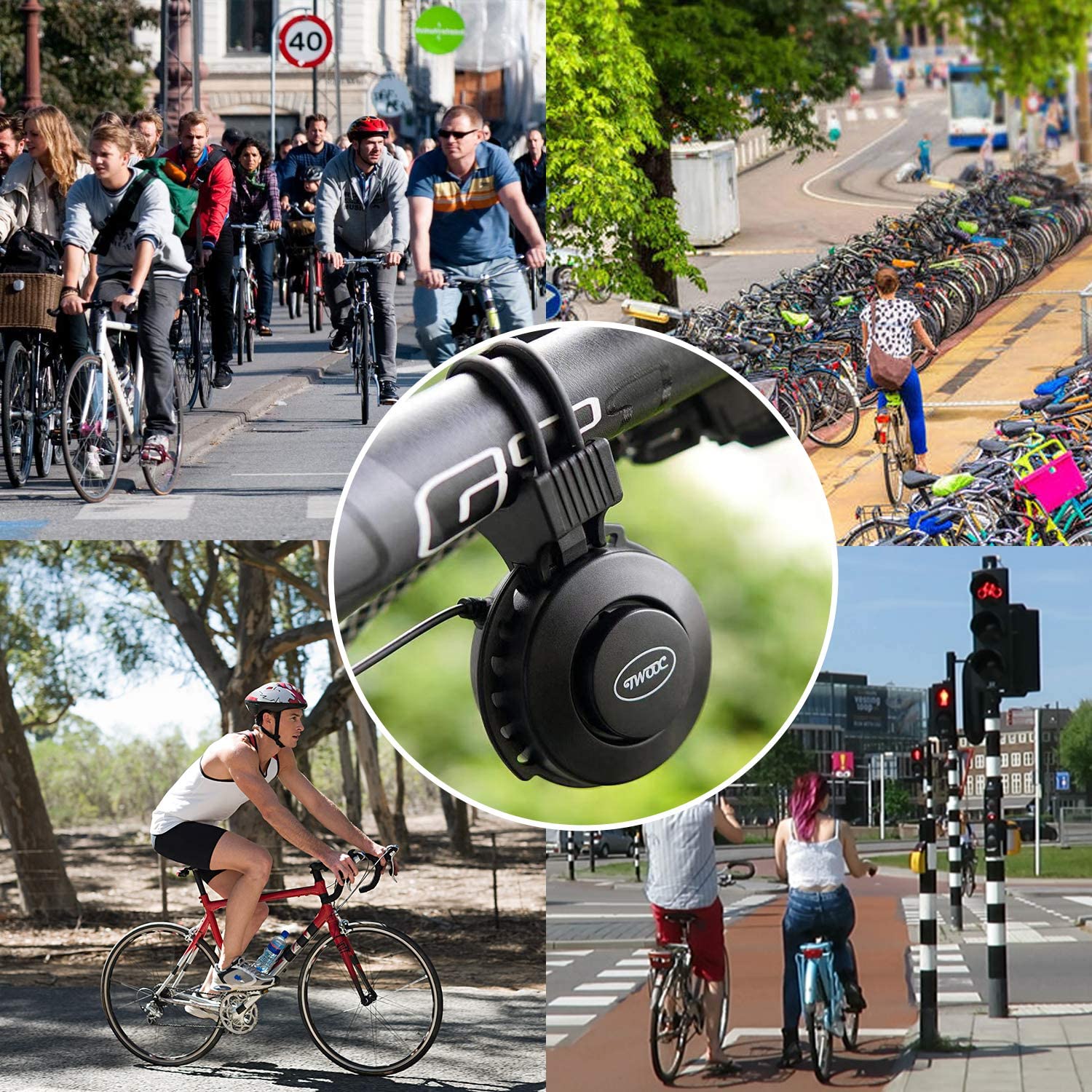Timbre de bicicleta eléctrico IP65, claxon para bicicleta eléctrica, resistente al agua, recargable por USB, 120dB, 4 modos, accesorios para bicicleta