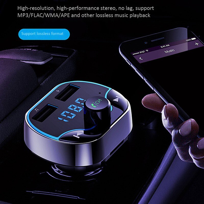 T24 voiture FM émetteur double USB chargeur rapide Navigation vocale voiture mains libres appel Bluetooth lecteur MP3