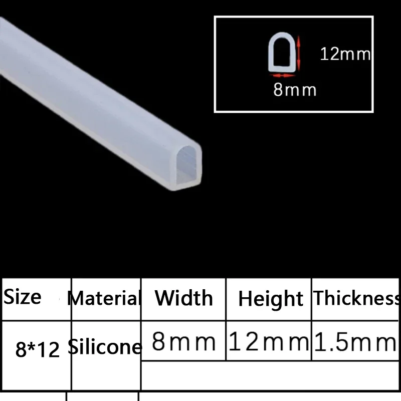 2-10M D Shape Silicone Rubber Sealing Strip Semi Circle Hollow High Temperature Self Adhesive Door Window Sound Insulating Strip: dark blue / 10M